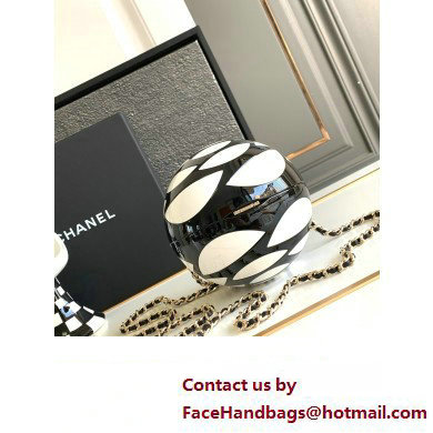 chanel Plexi  &  Gold-Tone Metal Black  &  White Sphere Minaudiere AS4505 2023